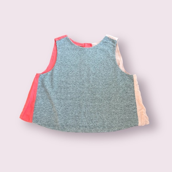 Karen Zambos Tops - Women’s Karen Zambos Grey And Pink Open Back Mix Material Tank Top Size Large